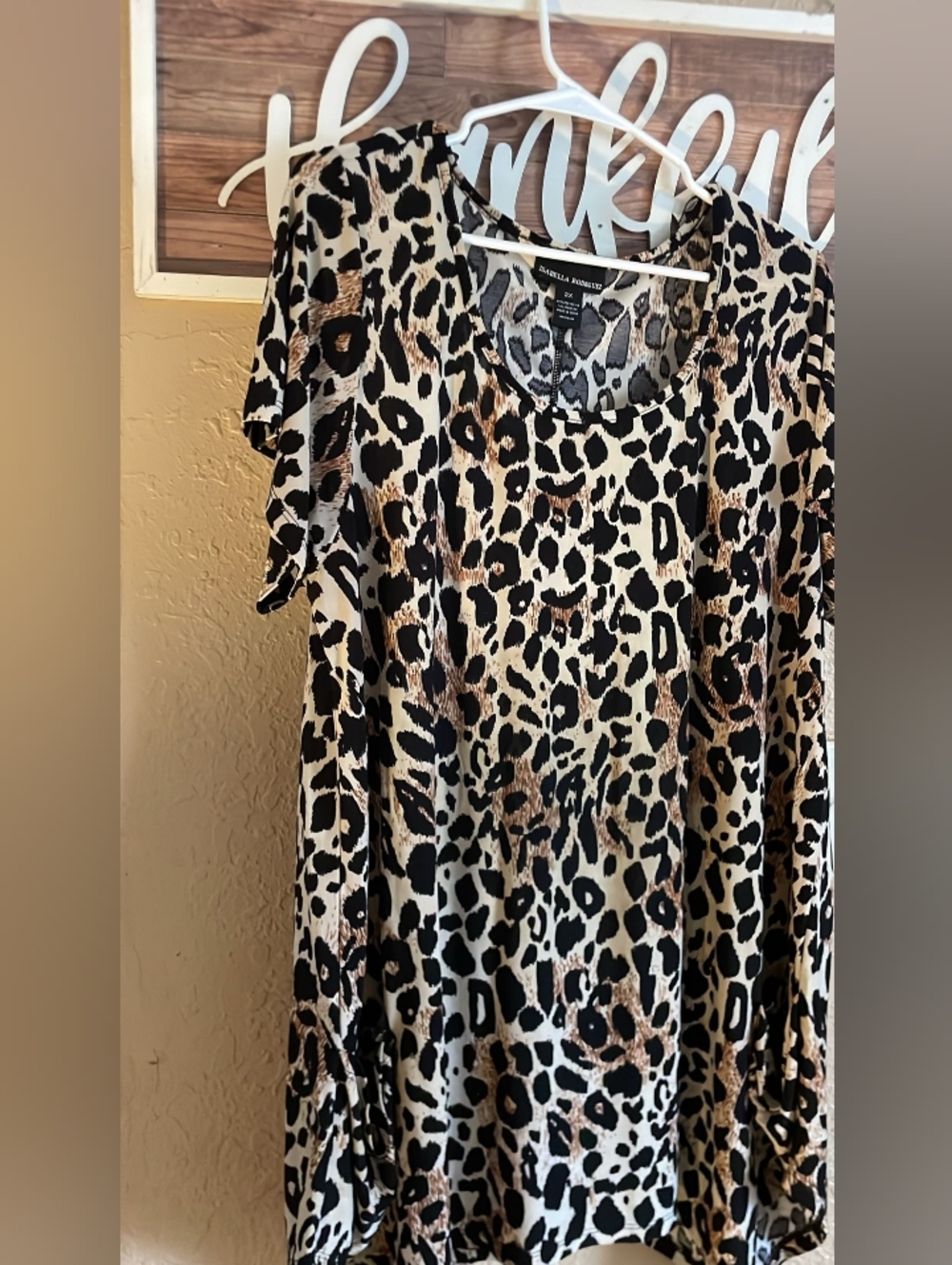 Isabella Rodriguez Black and Gray Leopard Print Top